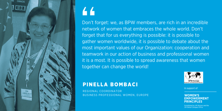 BPW Europe mención honorífica WEPs Award 2020 UN Women Mejor Red.