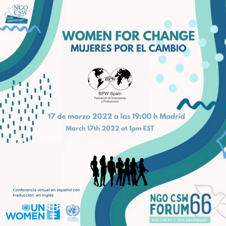 BPW Spain presentará evento paralelo en NGO/CSW66 Forum virtual